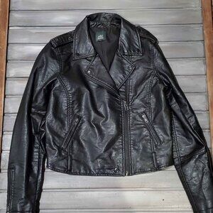 Wild Fable Faux Leather Jacket Black in color